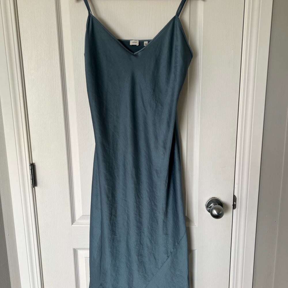 Aritzia Wilfred Only Slip Elegant Blue Spaghetti Strap Dress